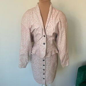 North Beach Leather Michael Hoban Vintage 80s Leopard Peplum Skirt Set Suit 5/6